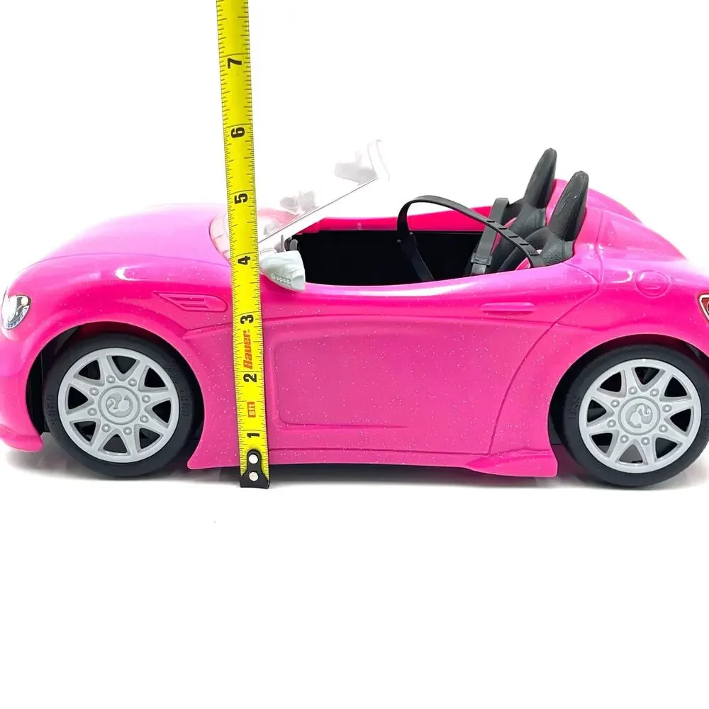 Barbie Mattel Pink White Convertible Sports Car Seatbelts 2 Seat Glam 2013 BDF38